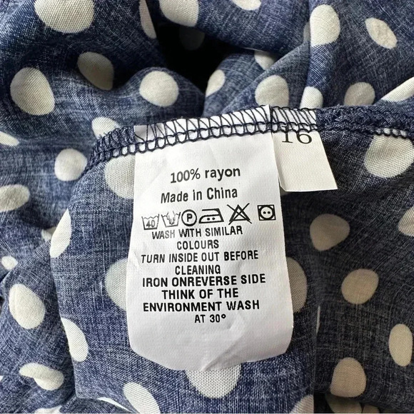 NWT | SLEEVELESS MAXI V-NECK SLIP DRESS NAVY BLUE WHITE POLKA DOT | SIZE: 14 - Picture 8 of 9